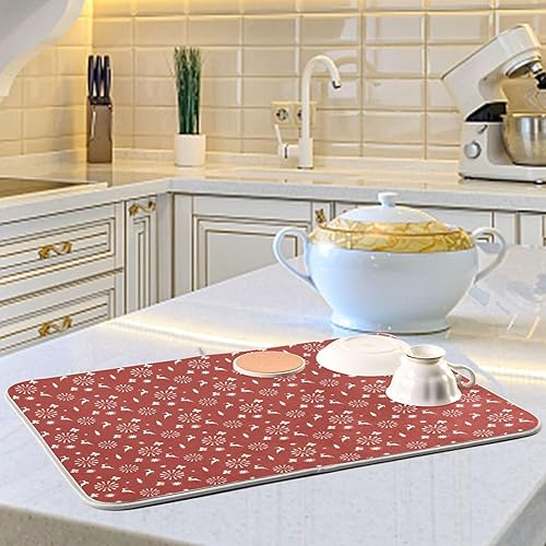 Miniatura 6 de Graphic White Dish Drying Mat Washnable Absorbent Drying Rack Kitchen Counter Dish Drying Matts Tapete Para Cocina 16'' x 18''