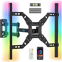 Vista 1 de Pipishell Full Motion TV Wall Mount with LED Light for Echo Show 21/15 and 13″–43″ TVs up to 44 lbs, Max VESA 200 x 200mm, Backlit TV Mount with