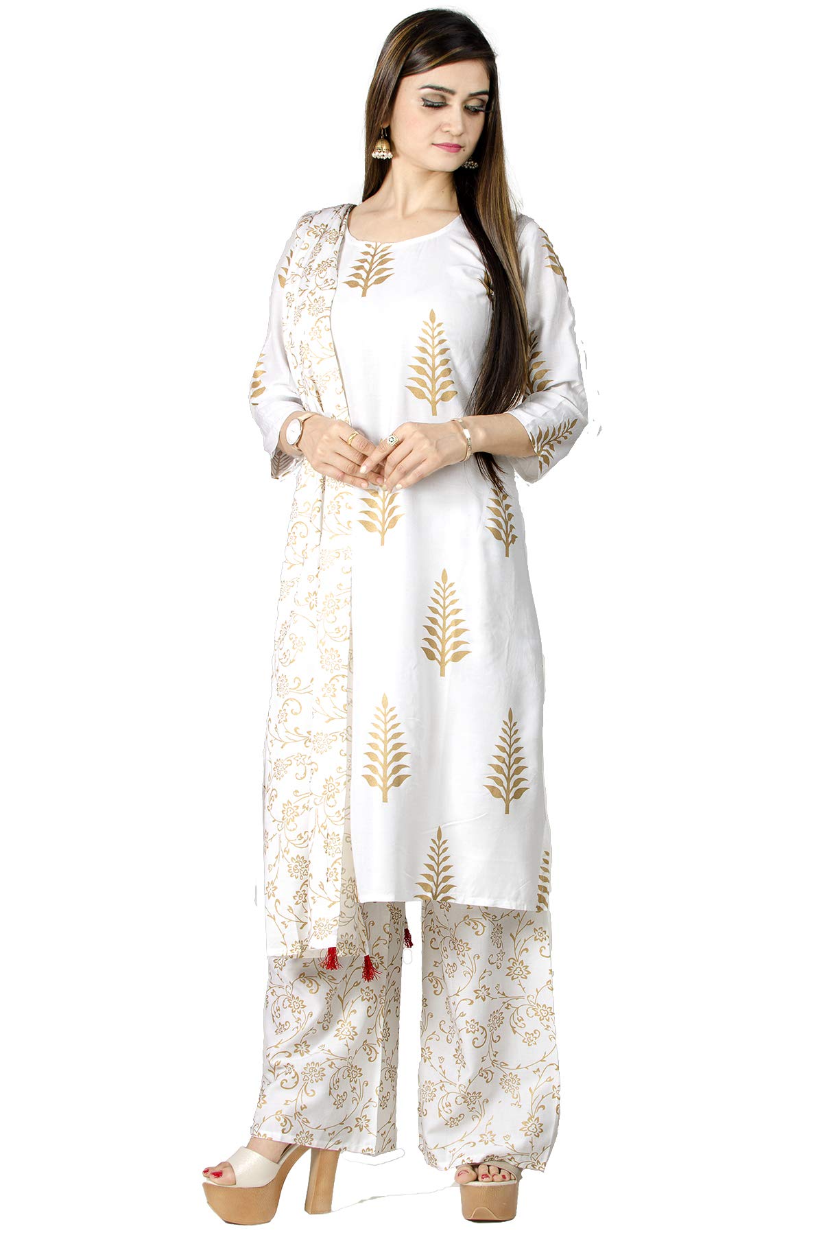 Chandrakala Kurti Palazzo Pant with Dupatta Suit Set for Women (K176-P)