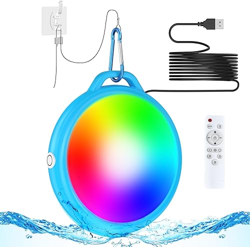 Luces LED de piscina para piscinas sobre el suelo con control remoto, luces subacuáticas regulables de color RGB de 10 W, luces de piscina