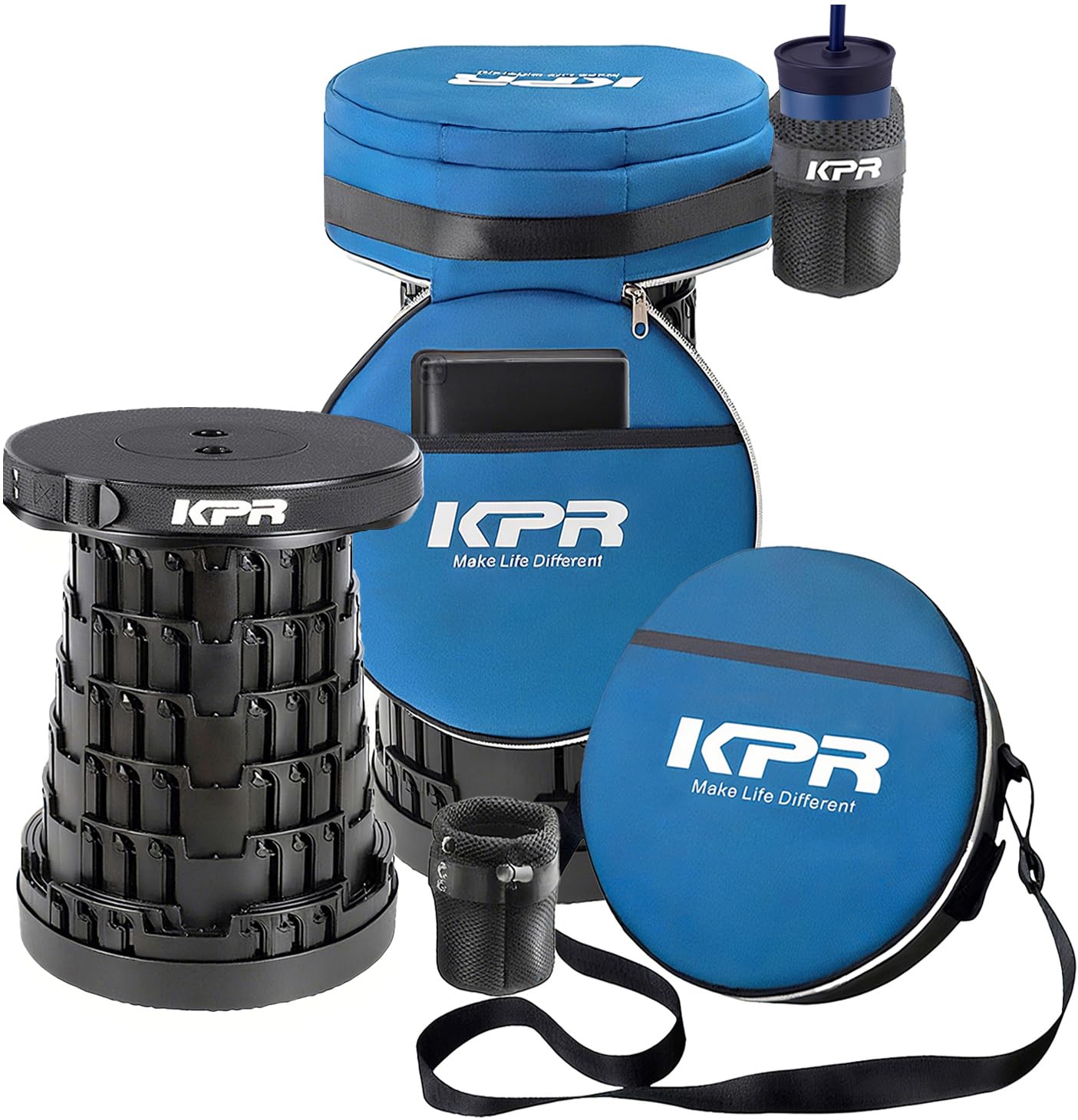 - 2025 Upgraded Collapsible Stool & 3IN1 Cushioned Carry Bag, Portable Telescopic Camping Chair, Adjustable Height Folding Step Stool Retractable Seat or Footrest for Outdoors & Indoor, Max 620lbs