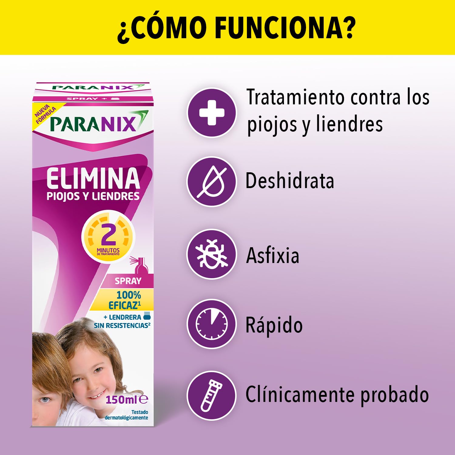 Paranix Spray Tratamiento para Piojos y Liendres - Incluye Lendrera - Sin insecticidas - 150 ml