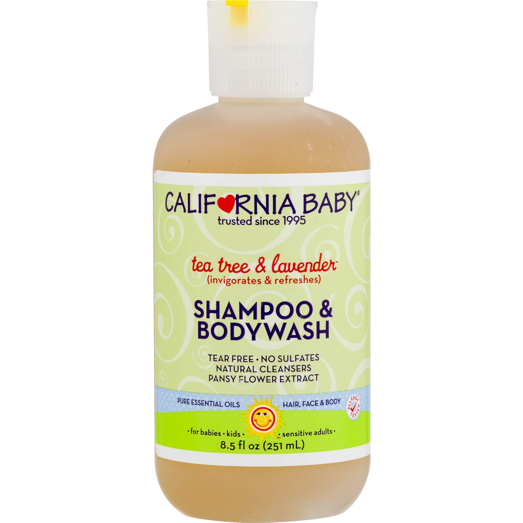 California Baby Tea Tree and Lavender Shampoo and Body Wash - Hair, Face, and Body | Gentle, Allergy Tested | Dry, Sensitive Skin, 8.5 ounces