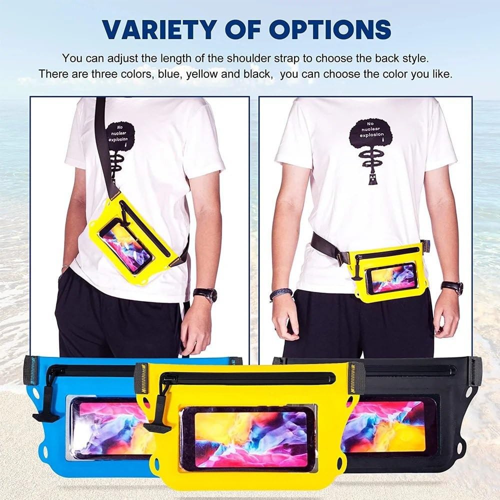Borsa Nuoto Marsupio impermeabile con cintura regolabile, schermo touch, borsa asciutta, doppia tasca interna per il nuoto(Yellow)