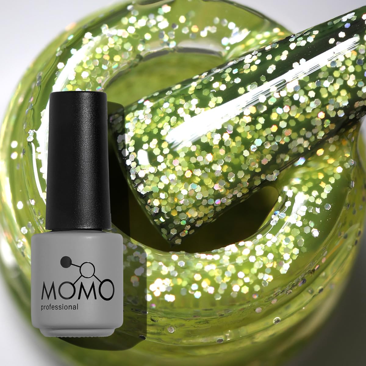 MOMO professional Kalıcı Oje G006 Lime Yeşili Holografik Simli 4 ml