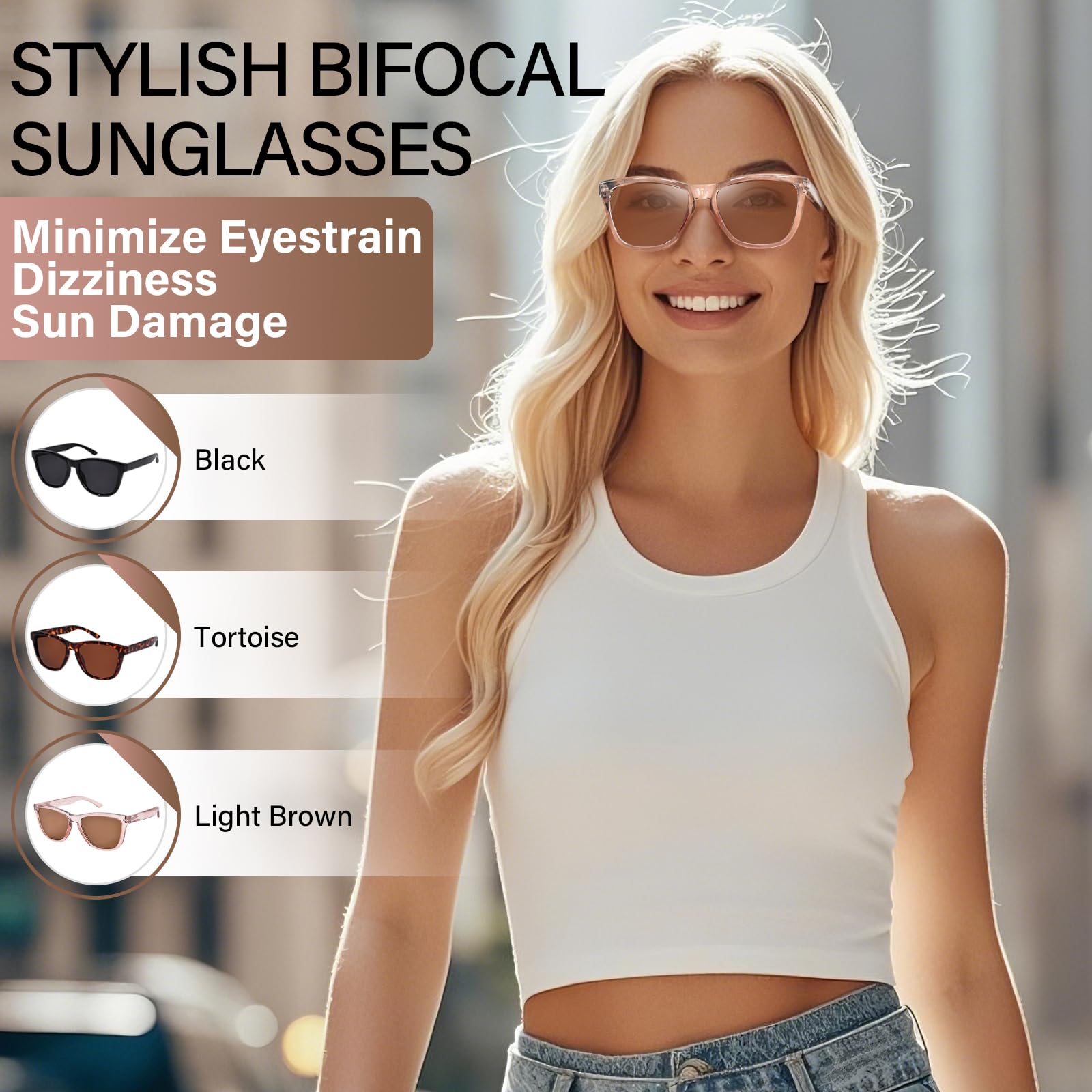 Gafas de sol bifocales de lectura para mujeres y hombres, elegantes, con protección UV, con bisagras de resorte