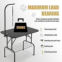 Vista 9 de NChanmar Dog Grooming Table 32 Inch Grooming Stand Pet Grooming Arm for Dogs Cats Height Ajustable Foldable with Noose,Non-Slip Desk Top for