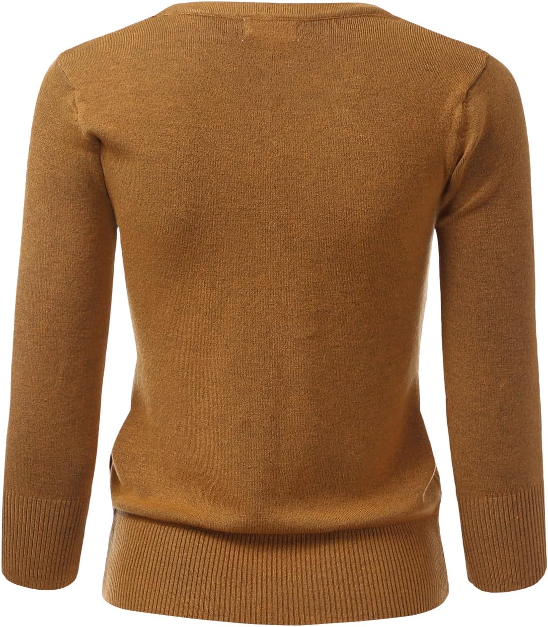 Women's 3/4 Sleeve V-Neck Button Down Knit Sweater Soft Cardigan (S-XXL)