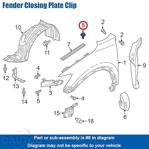 Miniatura 5 de OAUTOO 20 piezas de retenedor de cubierta de guardabarros y clip de panel de moldura para portón elevador GJ21-68-885B-02 para Mazda 2 3 5 6 626