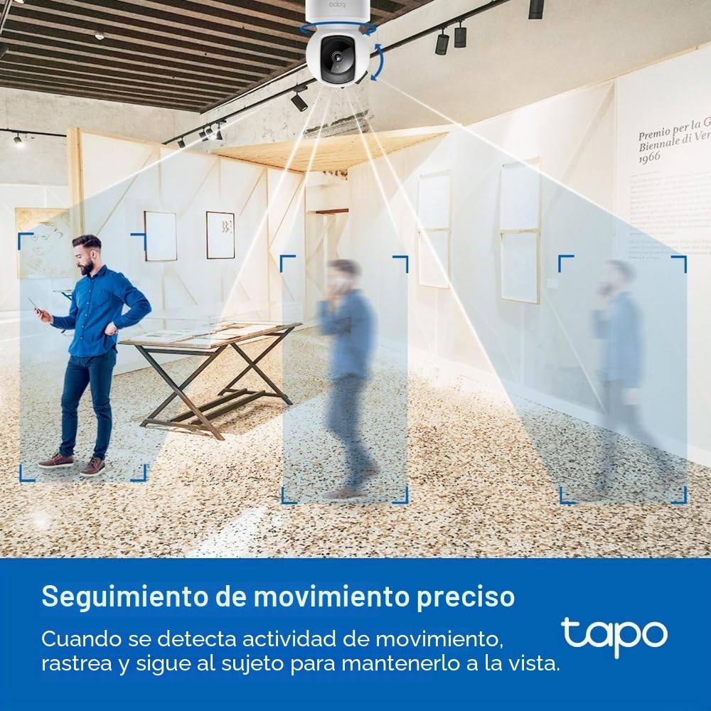 Tapo C202 - Cámara de vigilancia WiFi 360° HD 1080p, Seguimiento de Movimiento, visión Nocturna, Audio bidireccional, Compatible con Alexa y Google Assistant