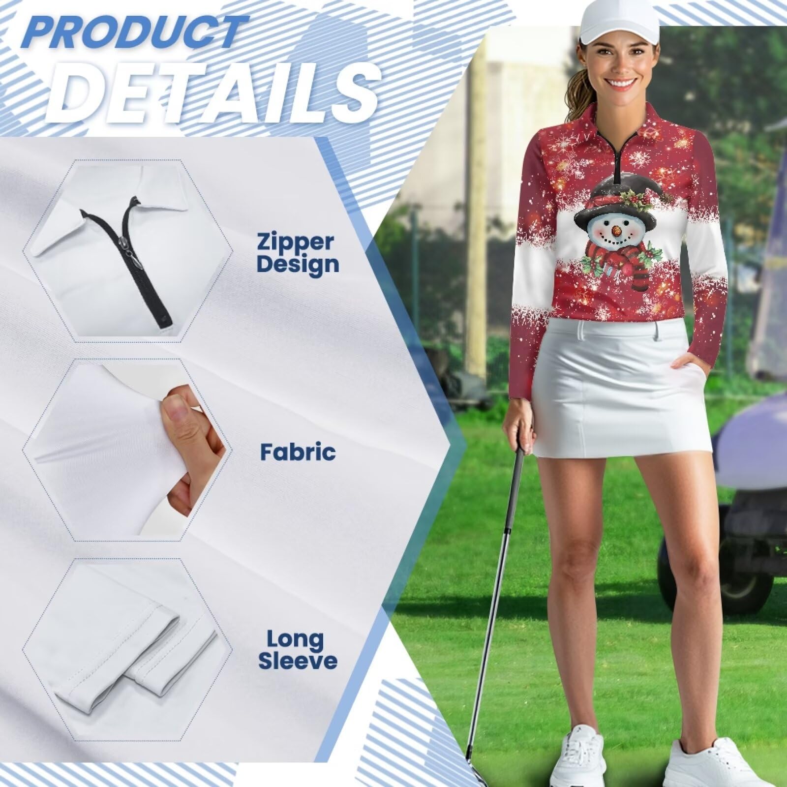 Biyejit - Polo de manga larga para mujer, con cremallera de 1/4, para golf, tenis, gimnasio, deportes, entrenamiento, ciclismo, XS-2XL