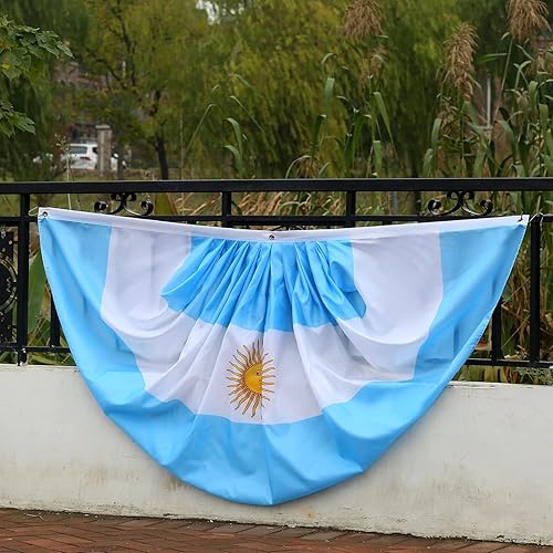 Miniatura 4 de Bandera de abanico plisada argentina de 3 x 6 pies, 2 banderas de abanico plisadas argentinas para interiores y exteriores, decoración de porche