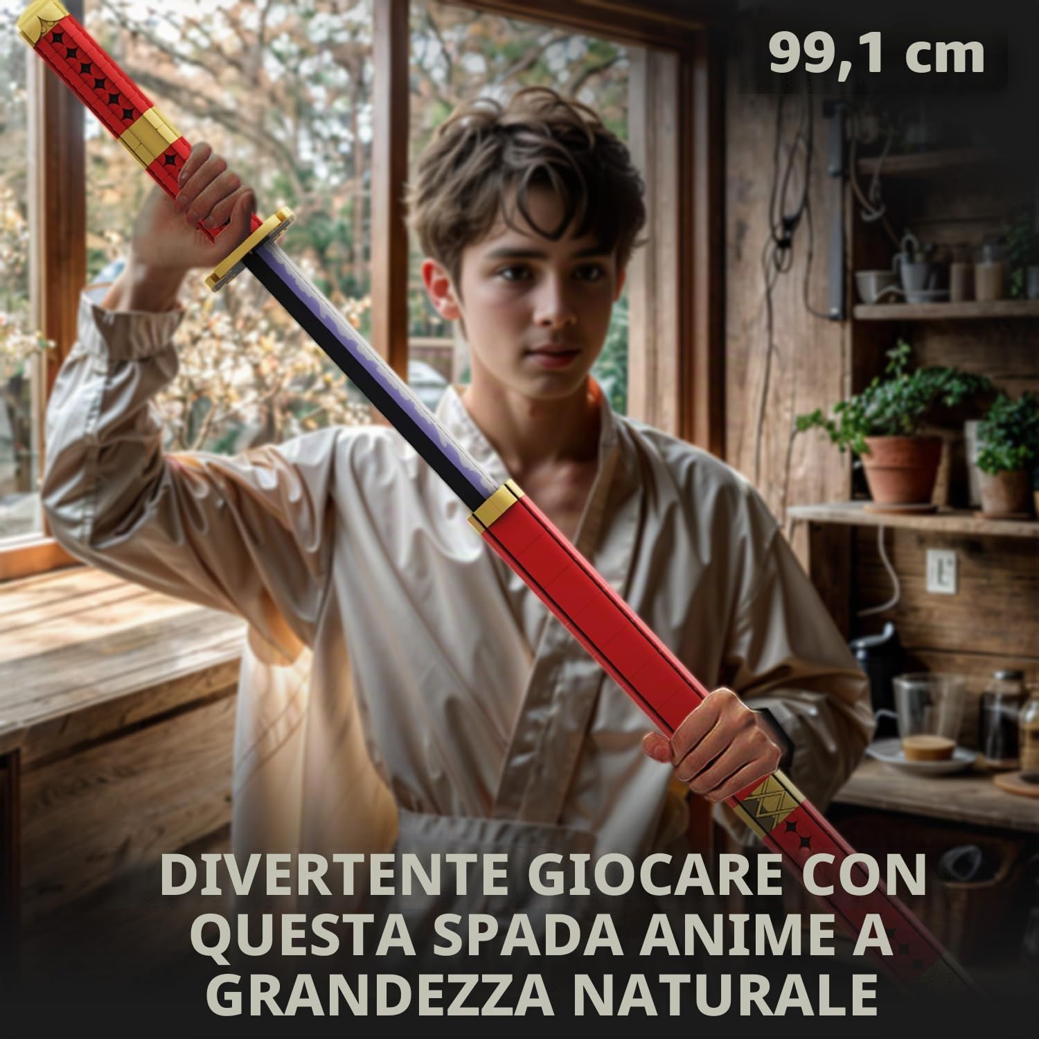 Kit per la Costruzione della Spada Anime Sandai Kitetsu, Katana da 99cm con Fodero e Supporto, Ideale per Cosplay, 790 Pezzi - Adatto per Bambini e Adulti