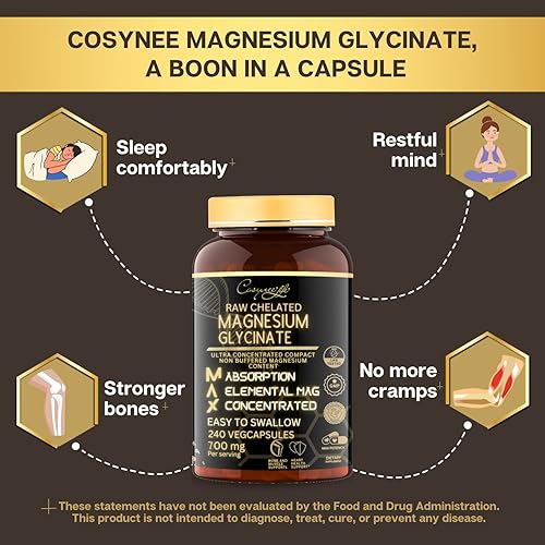 Miniatura 2 de Cápsulas de glicinato de magnesio 700 mg por cápsulas, 240 cápsulas veganas puras, 22% filtrado de magnesio quelado orgánico crudo, avance de