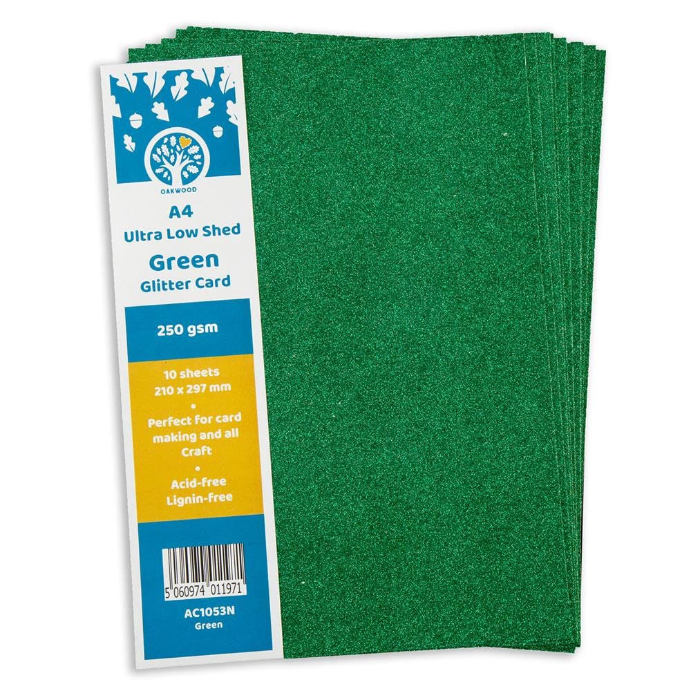 Oakwood Archer A4 Low Shed Glitter Card-Xmas Green