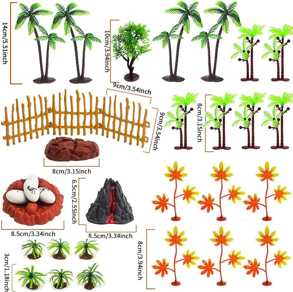 50pcs Dinosaur Cake Toppers With Bases Rocks Eggs Nest and Volcano Cake Decoration Dinosaur Toy Model Trees Set For Birthday Party Dinosaur Themed Party Wild Animals Party Cupcake Decorations - Image 3