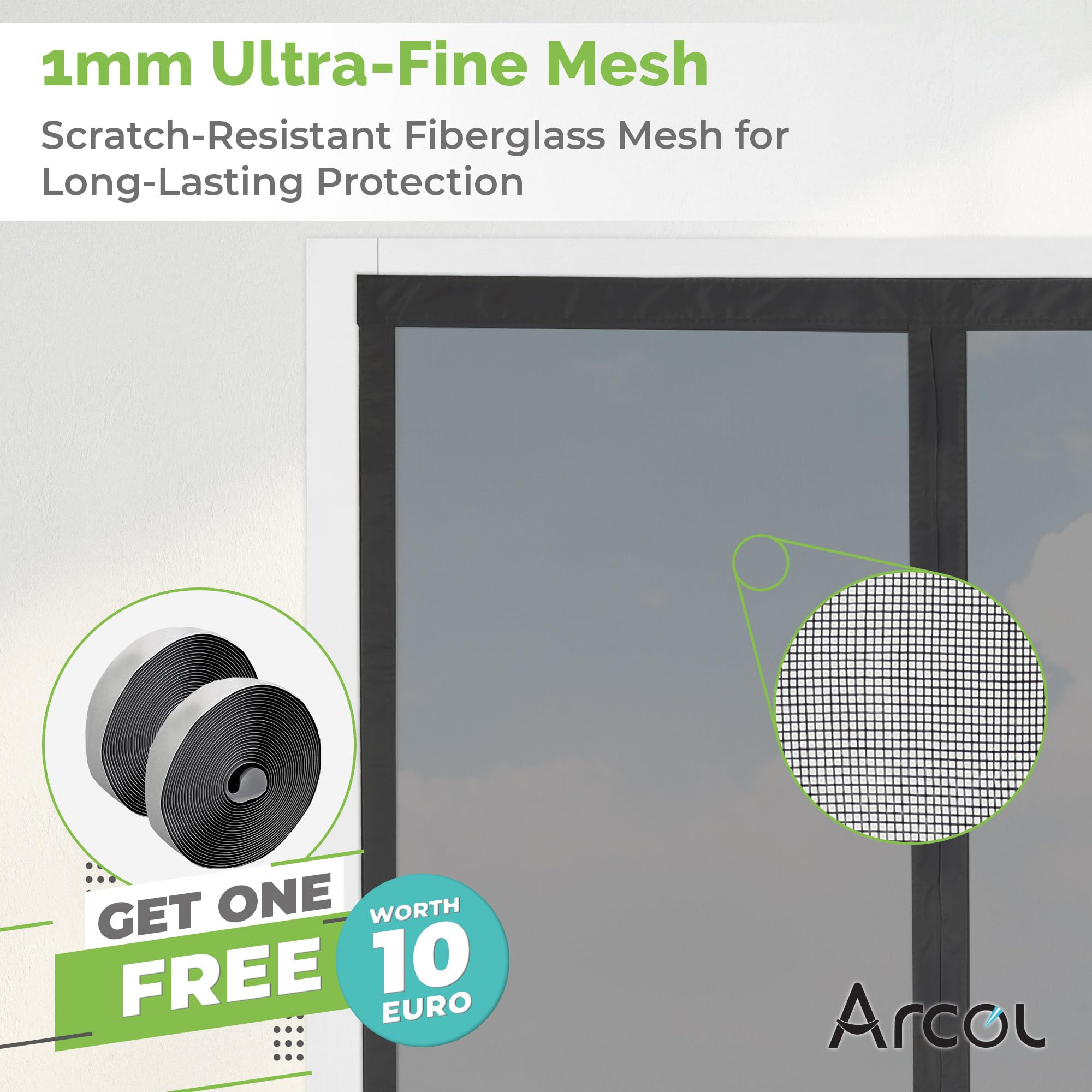 ARCOL Magnetic Fly Screens for Doors, Fine Impenetrable Mesh, 92x212 cm, Minimal Design, Totally Magnetic Door Fly Screen - Image 3