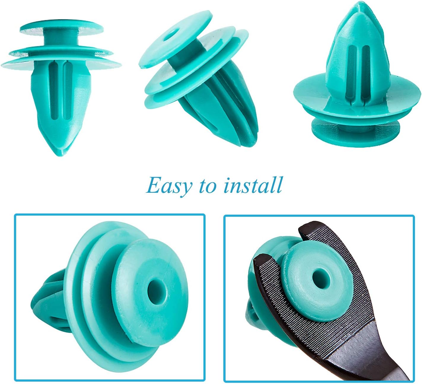 FEBRYTOLD 100Pcs Trim Door Panel Retainer Clips, Car Push Fastener Clips, Door Trim Clips for Toyota Corolla Camry Sequoia Tundra Tacoma, Replace OEM: 90467-10188 with 1Pcs Plastic Fastener Remover