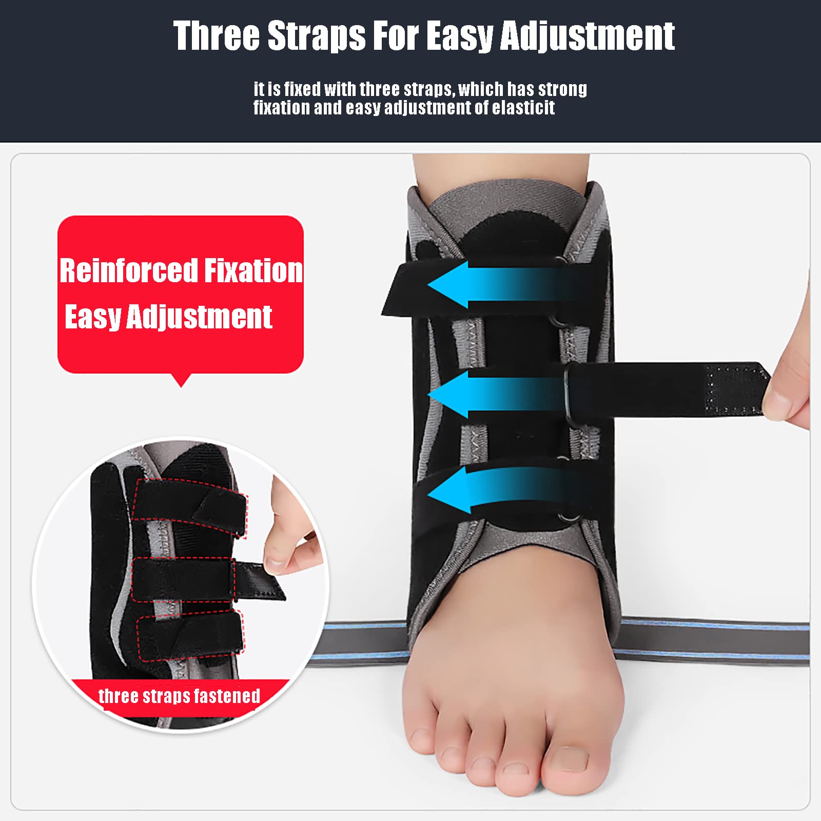 Tobillera, soporte de tobillo para hombres y mujeres, cómodo y transpirable, para deportes, correr, yoga, ciclismo, fútbol, etc. Tres correas, M, tres correas, S
