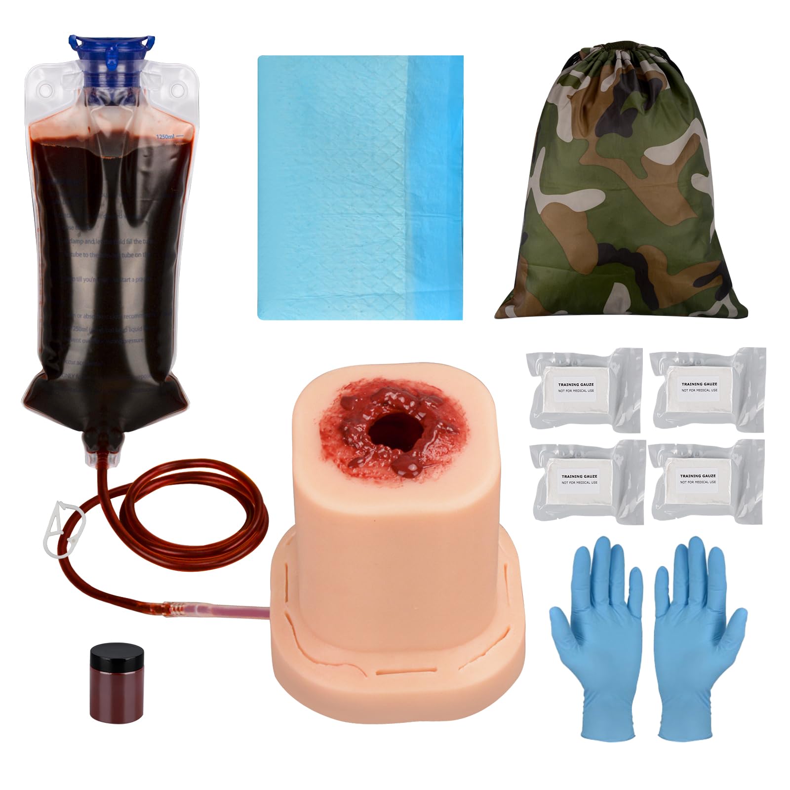 Kit de entrenamiento de embalaje de heridas de laceración, kit de entrenamiento para detener el sangrado, kit de control de sangrado para clases médicas, bolsa de transporte