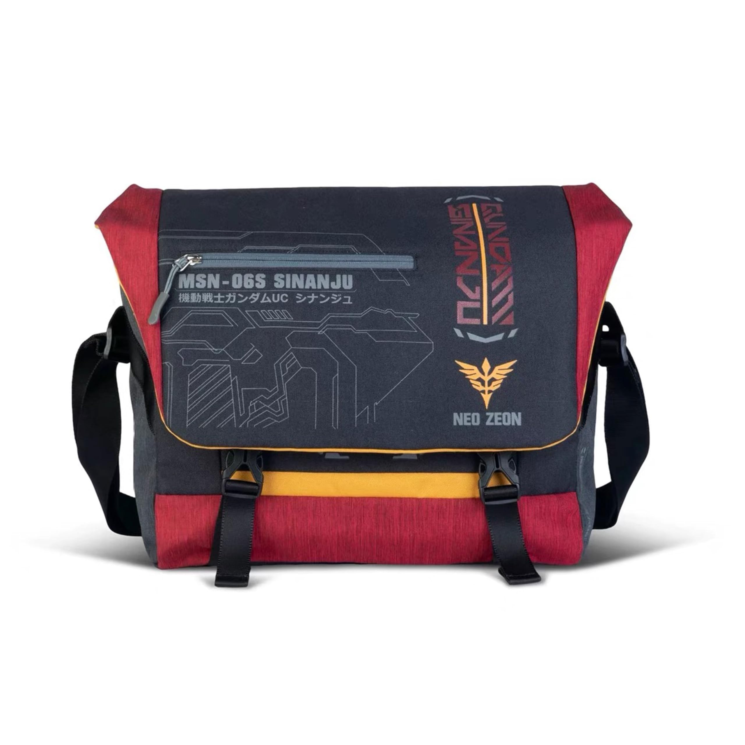 FX Creations GundamUC SINANJU MSN-06S borsa tracolla uomo, borsa messenger | grande capacità, nylon migliorato, scomparti multipli, antigoccia, multiuso, quotidiano/viaggi/lavoro/affari