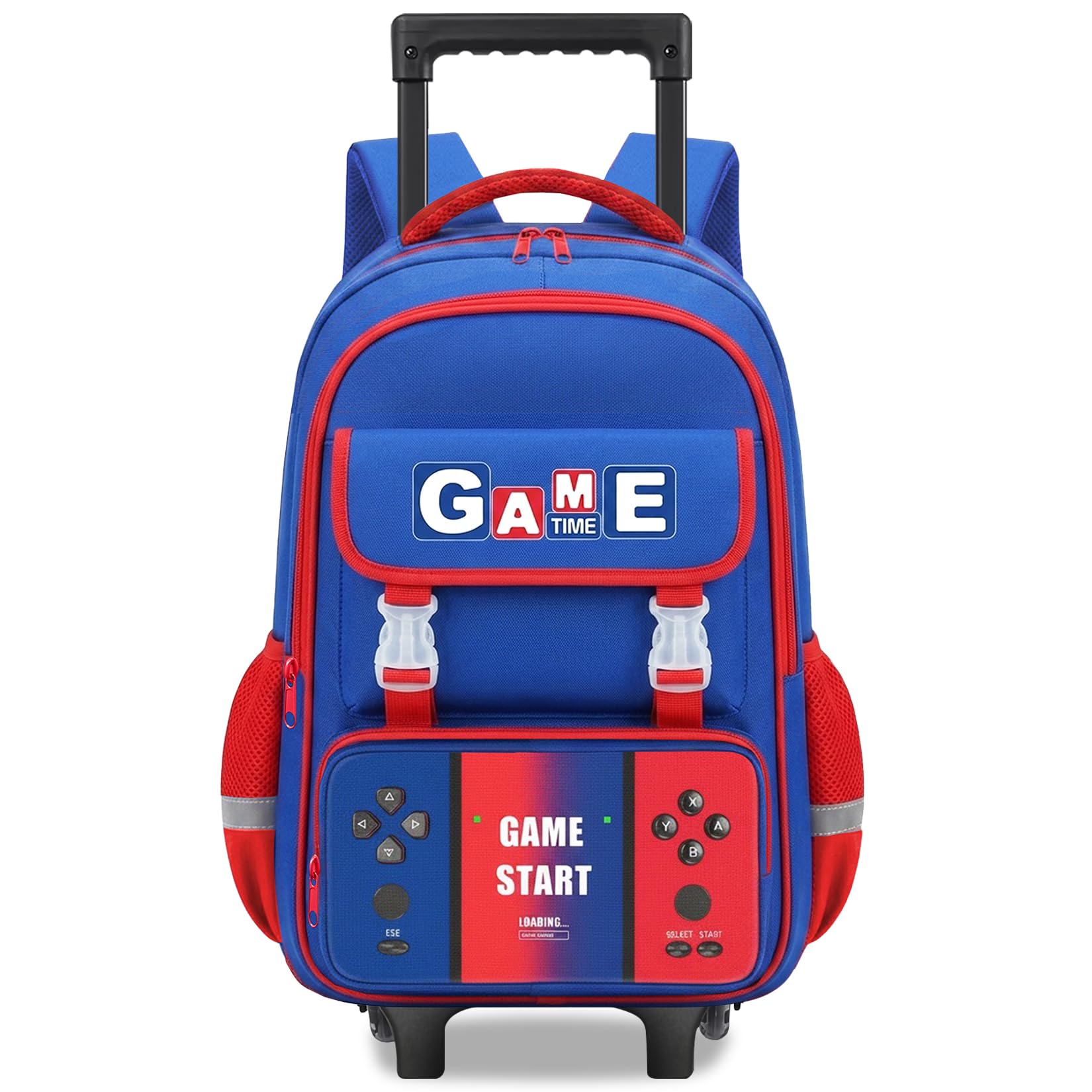 Meridova Kids Rolling Backpack for Boys - Gamer Boys Rolling Backpack with Wheels for School & Travel,Lightweight Roller Bookbag for Elementary Middle School Students