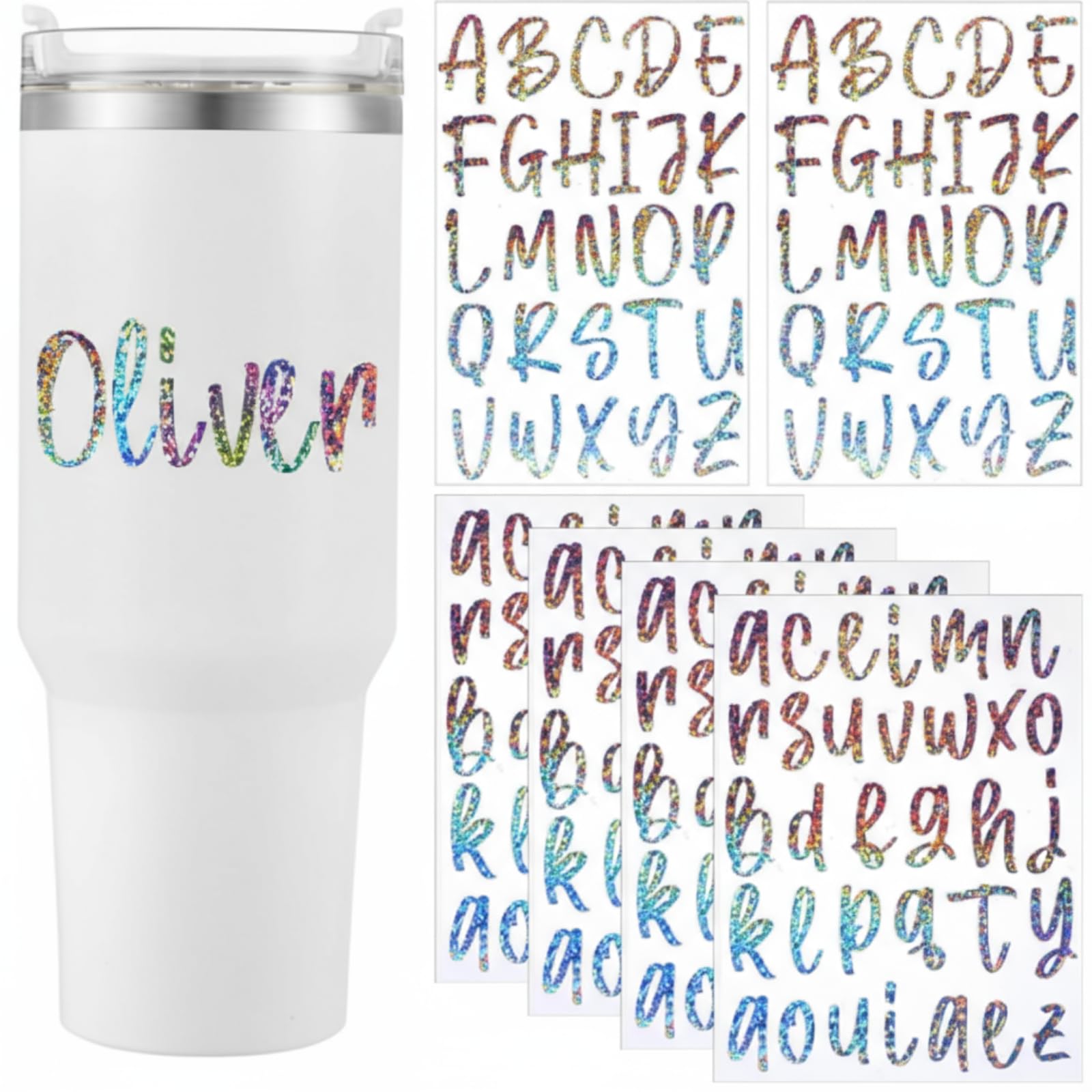 Photo 1 of Humyoun UV DTF Letter Stickers - 6 Sheets, Waterproof, Colorful