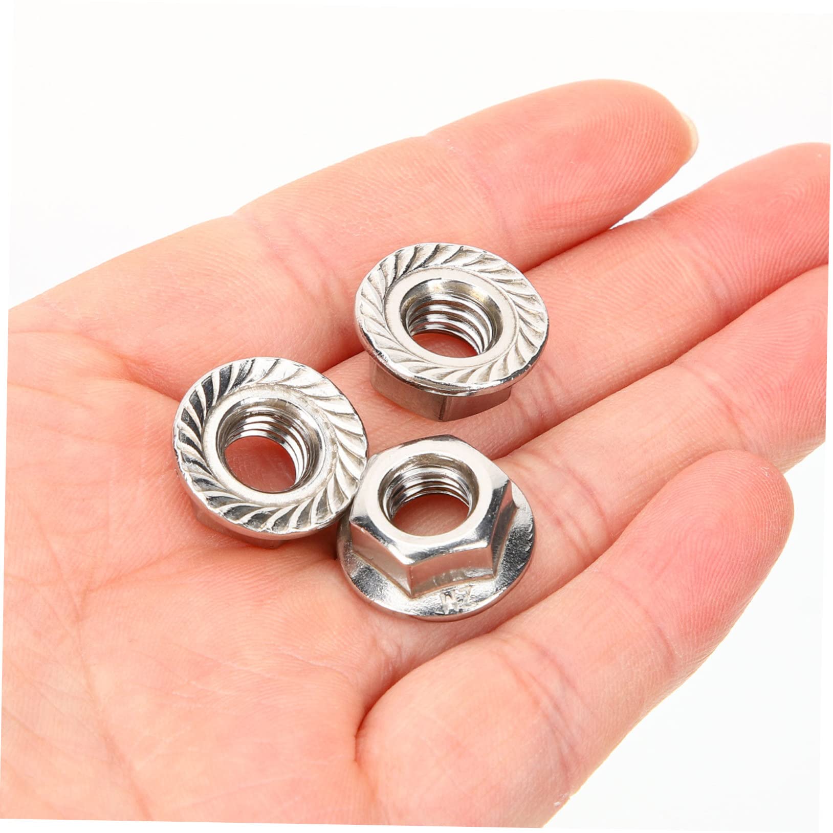 Cabilock 2sets Stainless Steel Flange Nut Self Locking Serrated Design Fastening for Machinery Automotive Electric Appliances 10pcs*2