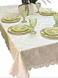 Toalha Para Mesa de Jantar 10 Lugares 3 metros Retangular Jacquard Mesa Posta Premium (Palha)