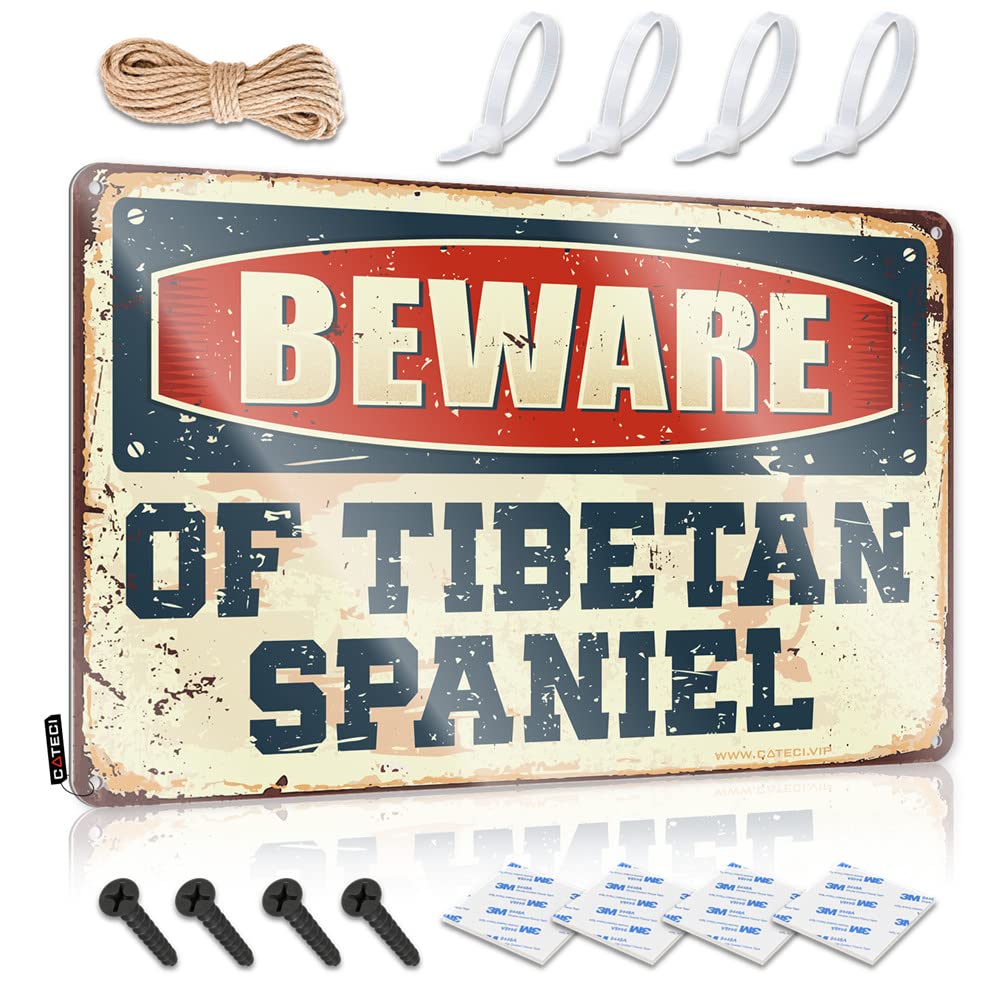 STWNVOITV Personalized Bar Signs Beware Of Tibetan Spaniel Sign Funny Desk Signs Funny Sogns(20X30CM)