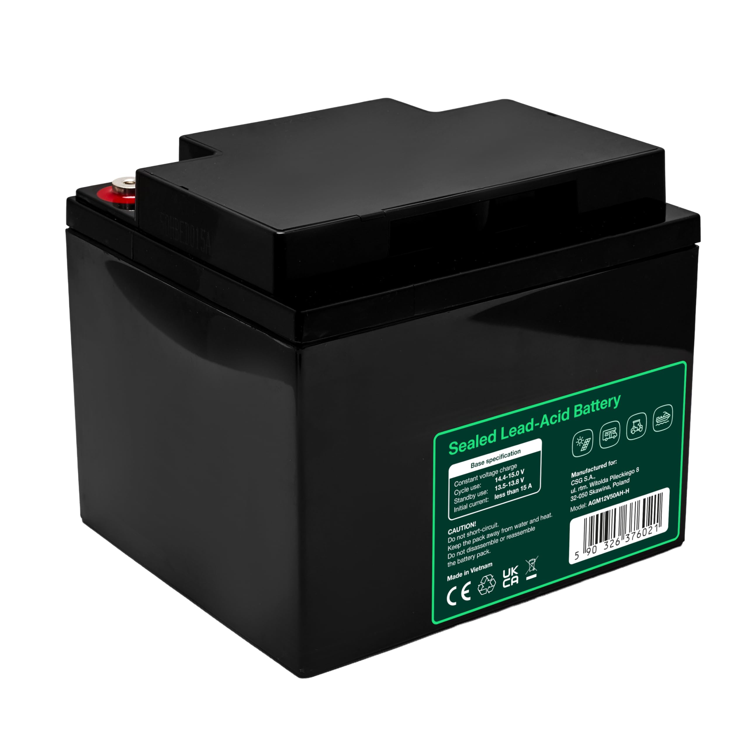 Greencell AGM VRLA 12 V 50 Ah - Batteria gel senza manutenzione per UPS, campeggiatori, sistemi di allarme, alimentazione di emergenza e applicazioni industriali, durevole, protezione IP54, alte