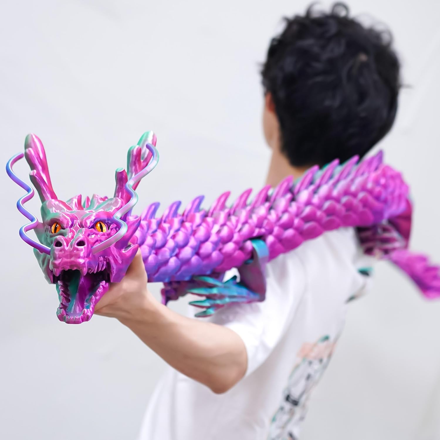 47.3inch Super Large 3D Printed Dragon Models,Flexible Joint Animal lacertid Figurines, 3D Printing Stuff Cheap,Stress Relief, Fidget restlessness, ADHD Toys, Surprise Fantasy Gifts (79inch)
