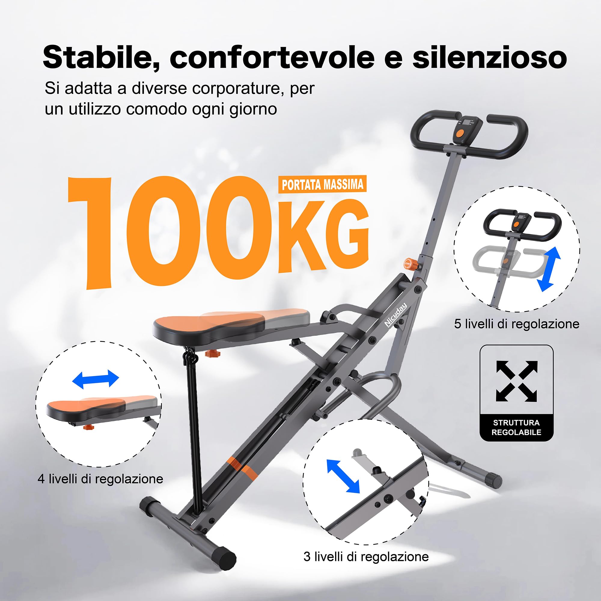 Niceday Macchina Addominali come Total Crunch con Resistenza Regolabile Salvaspazio Assemblato 95% Total Training Crunch