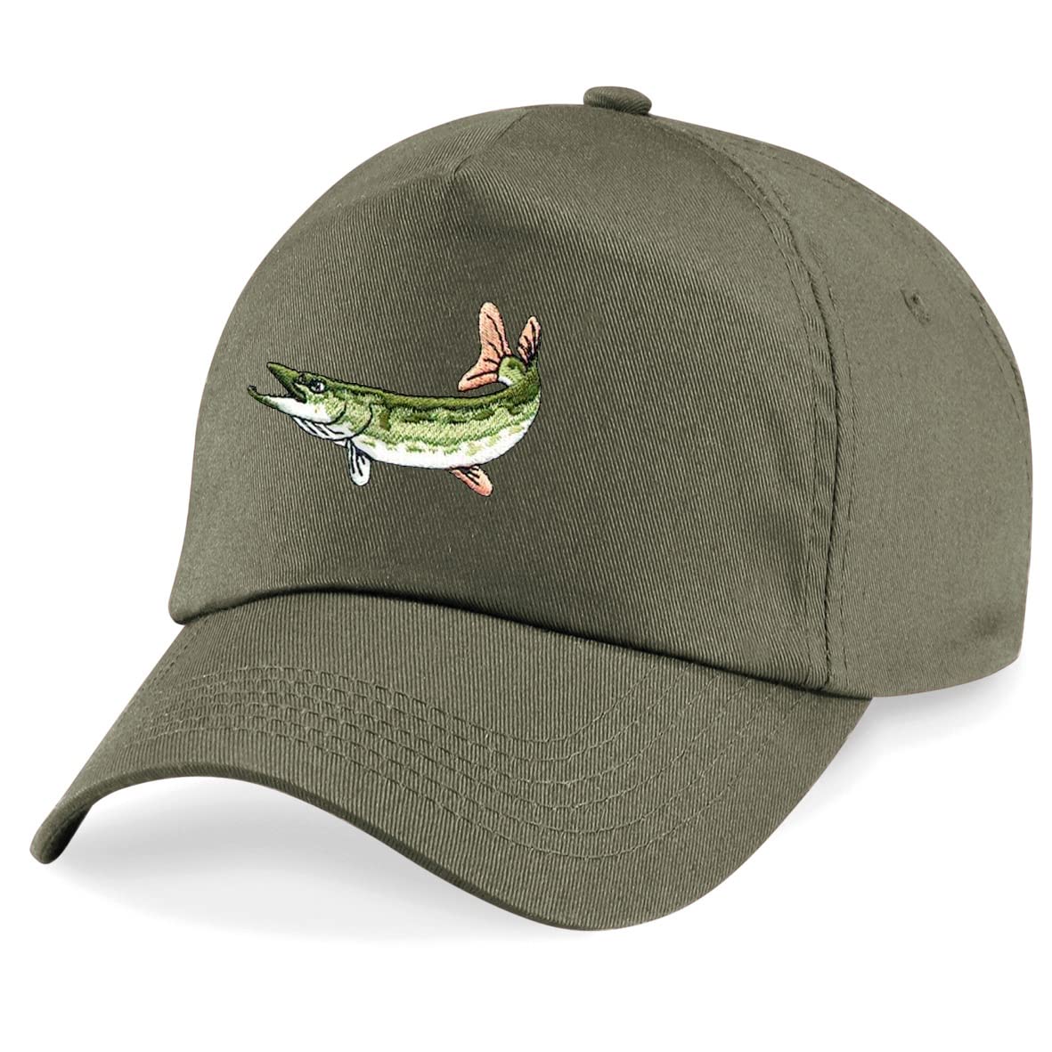 HiViz Kings Pike Fishing Embroidered Baseball Cap Embroidery (Olive)