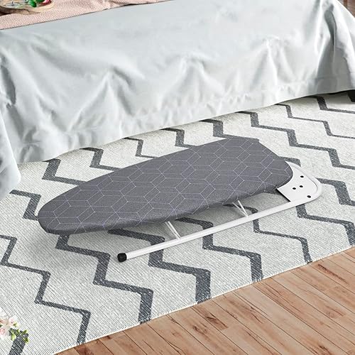 Miniatura 4 de Duwee Cubierta metálica resistente al calor para tabla de planchar de 12 x 32 pulgadas, material de fieltro grueso duradero, con cordón elástico,