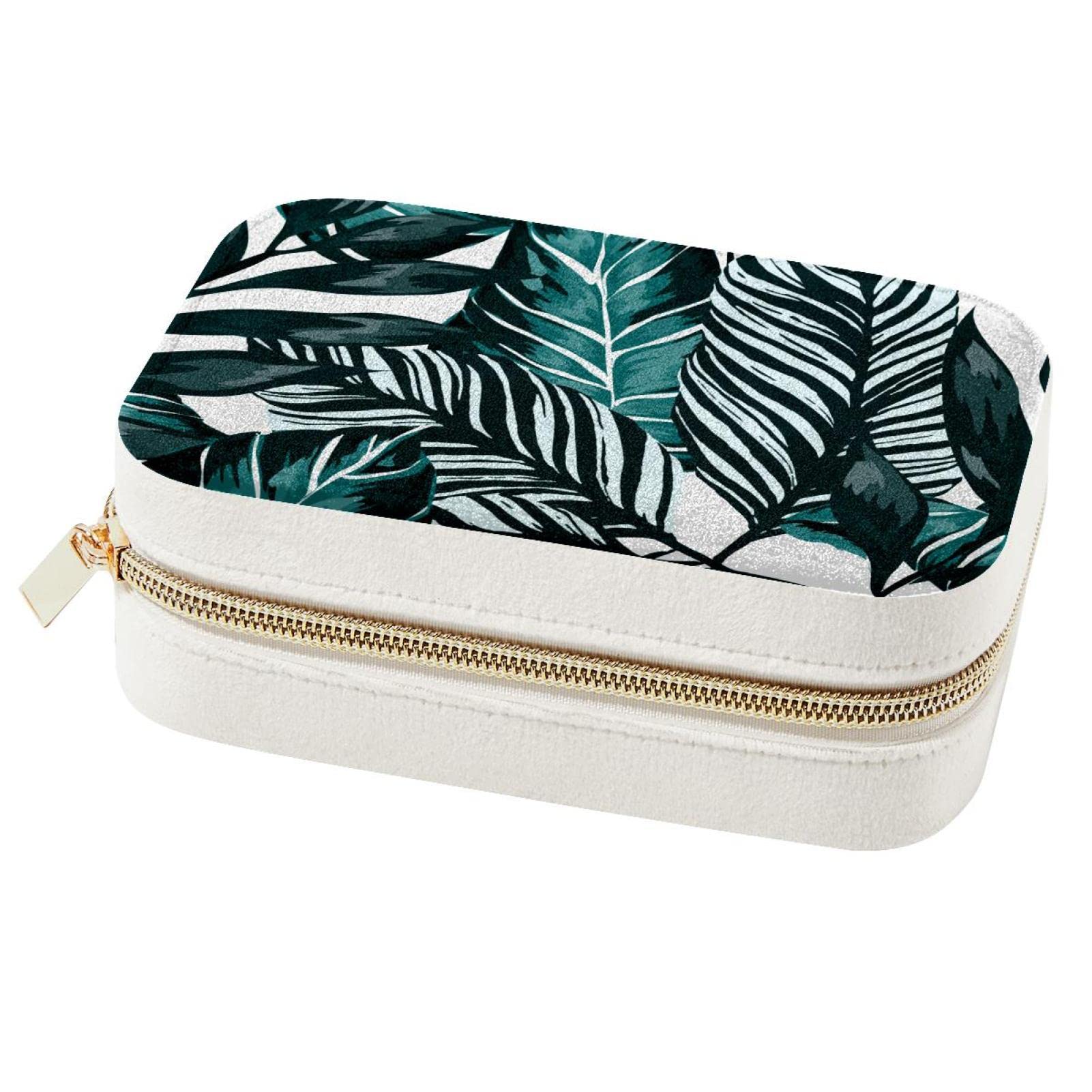 Boîte à bijoux de voyage feuilles tropicales cadeau idéal