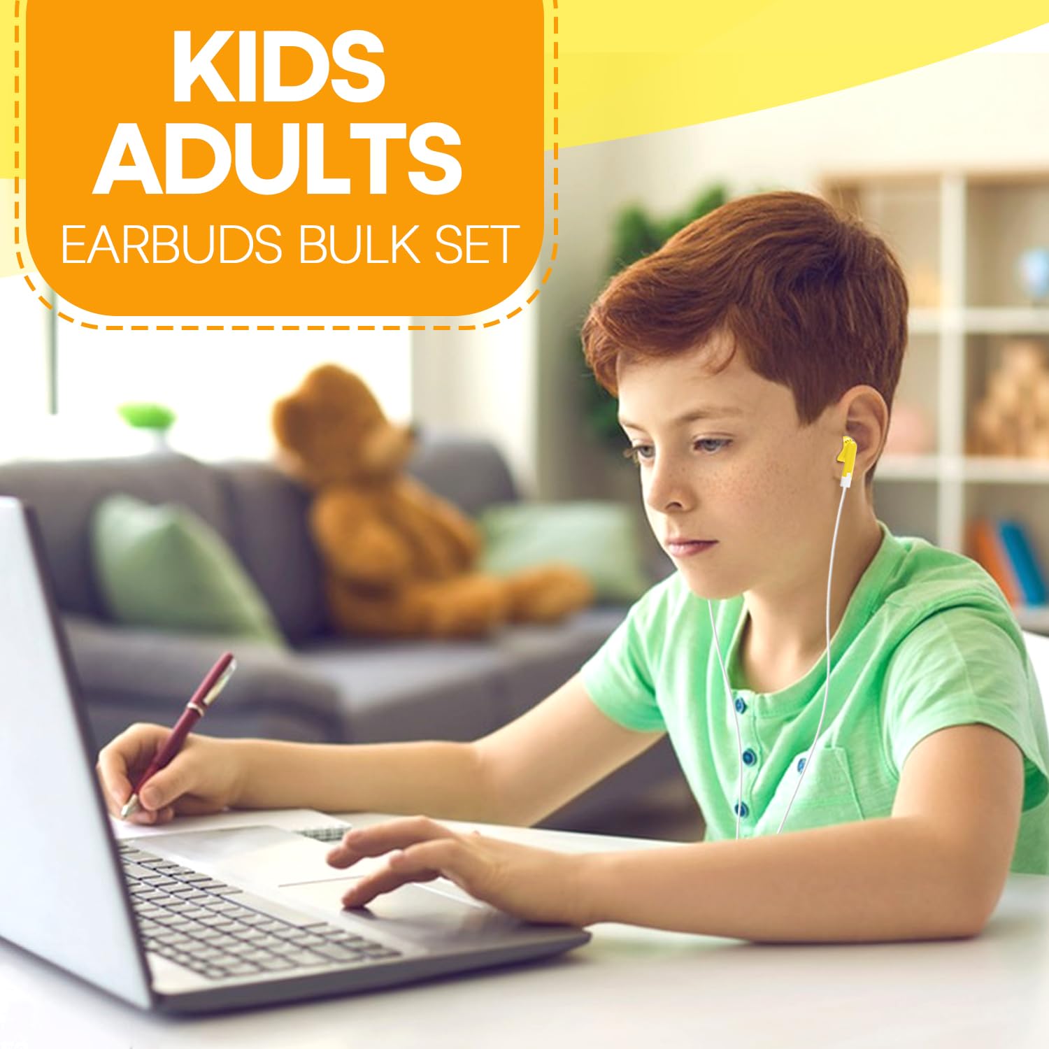 Bulk Classroom - Confezione da 50 auricolari per bambini e studenti, cuffie in-ear cablate con jack da 3,5 mm, per scuola, compatibili con Chromebook, set multipack
