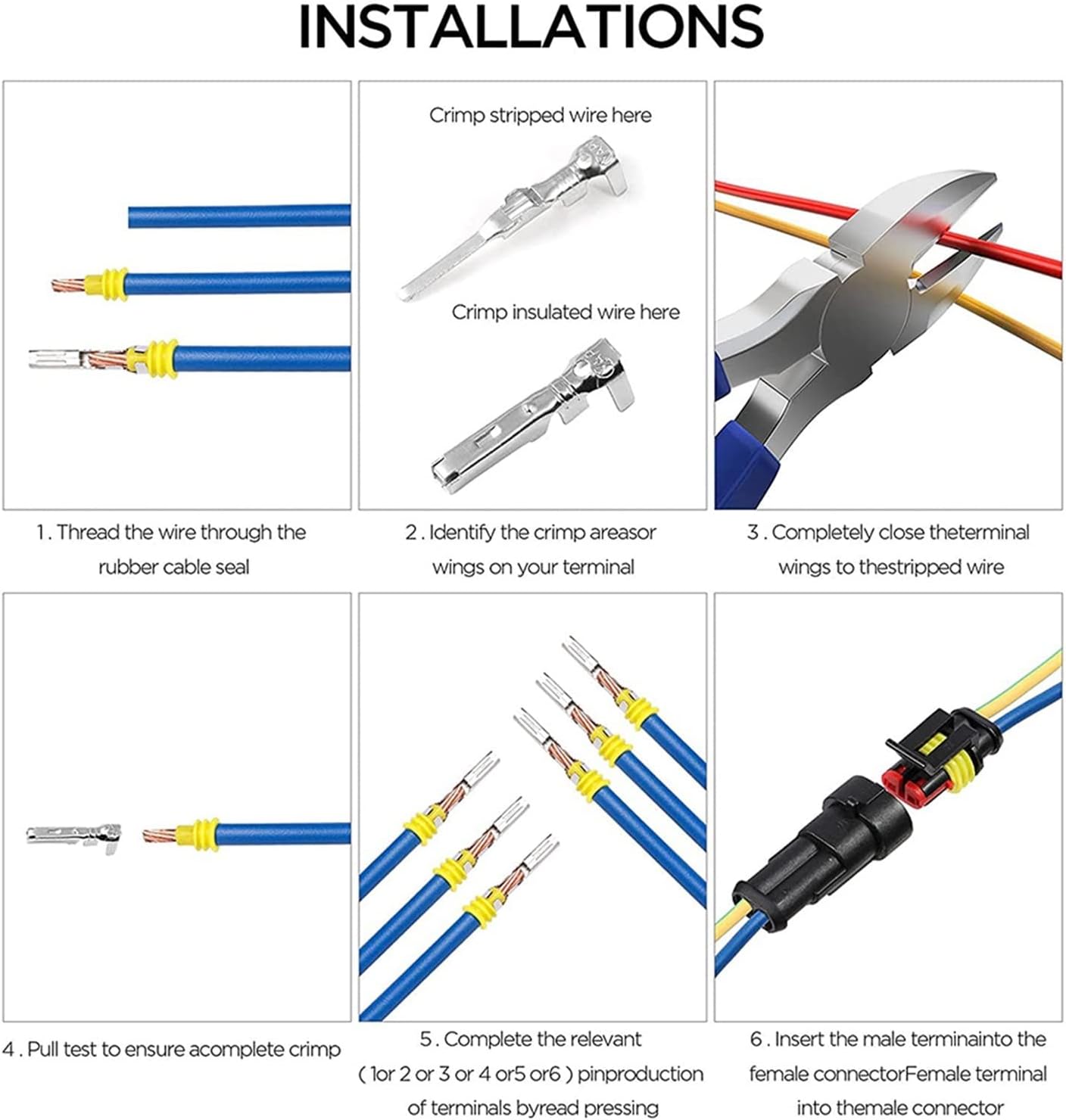 708/1004pcs 1/2/3/4/5/6 pin HID sealed waterproof wire connector Compatible With car Electrical set 300V 12A Fast Delivery(Pliers)