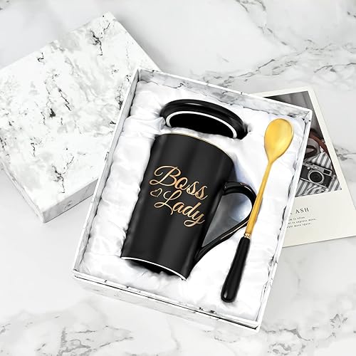 Miniatura 7 de YHRJWN Taza de Jefa, Taza de Café de Cerámica de 14oz, Hecha a Mano, Regalos de Agradecimiento para el Día de la Jefa para Jefa Femenina, Exquisito