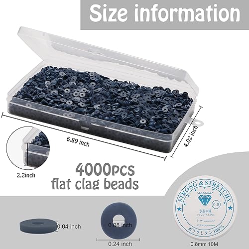 Miniatura 8 de 4000 cuentas de arcilla cian para hacer pulseras, espaciador de polímero, cuentas planas para bricolaje para joyas, collares, aretes, kit de