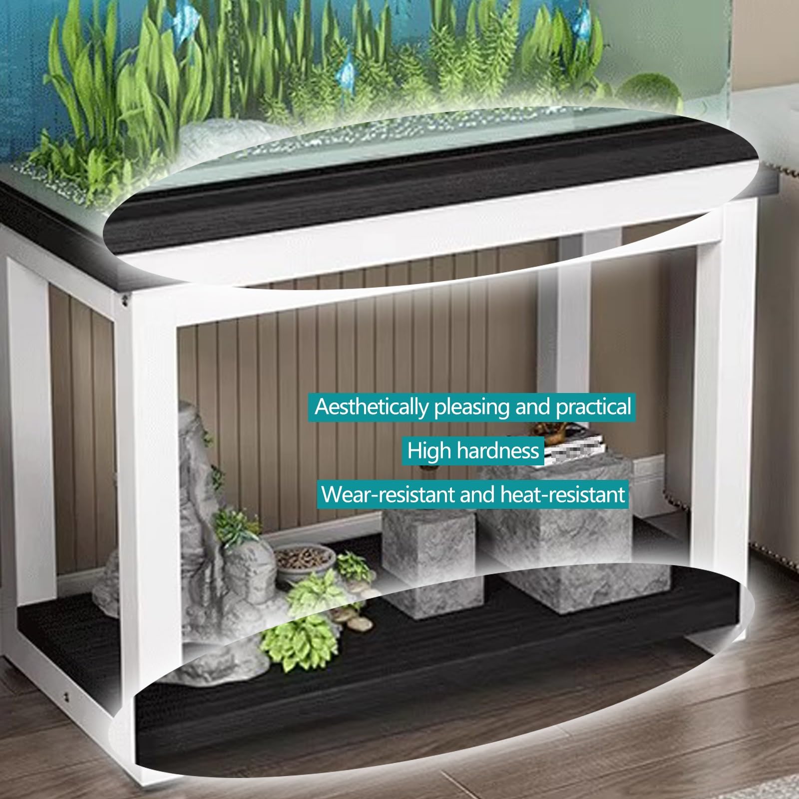 Metalowy stojak do akwarium z półkami do przechowywania, 2-poziomowy stojak terrarium do domowego biura salonu