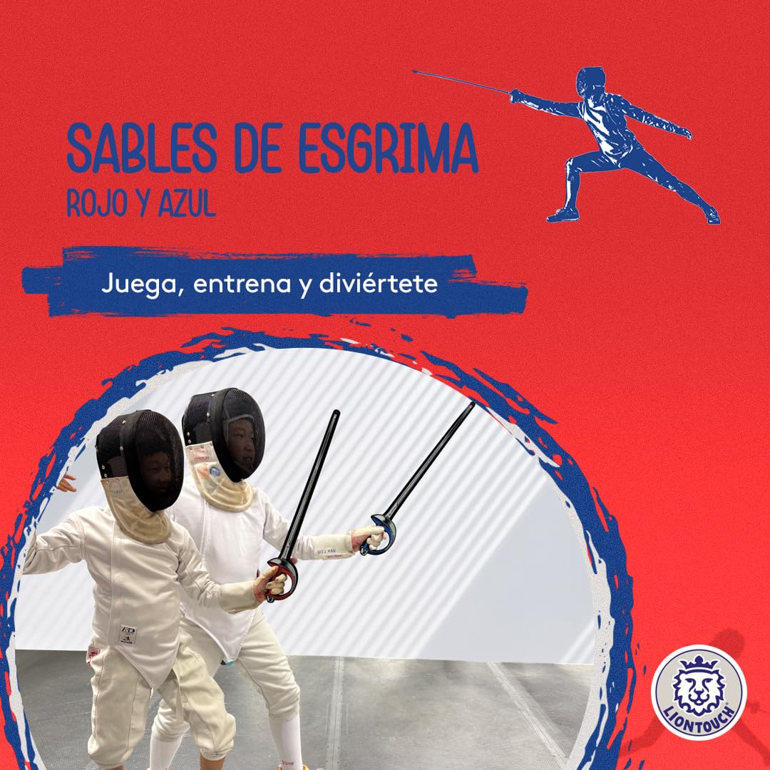 Liontouch - Set de Sables de Esgrima Deportiva Rojo/Azul para Niños y Niñas Edades de 3+ Años | Espuma Segura y Tema Realista | Juguete Seguro para Introducir a los Jóvenes y Niños Esgrimistas