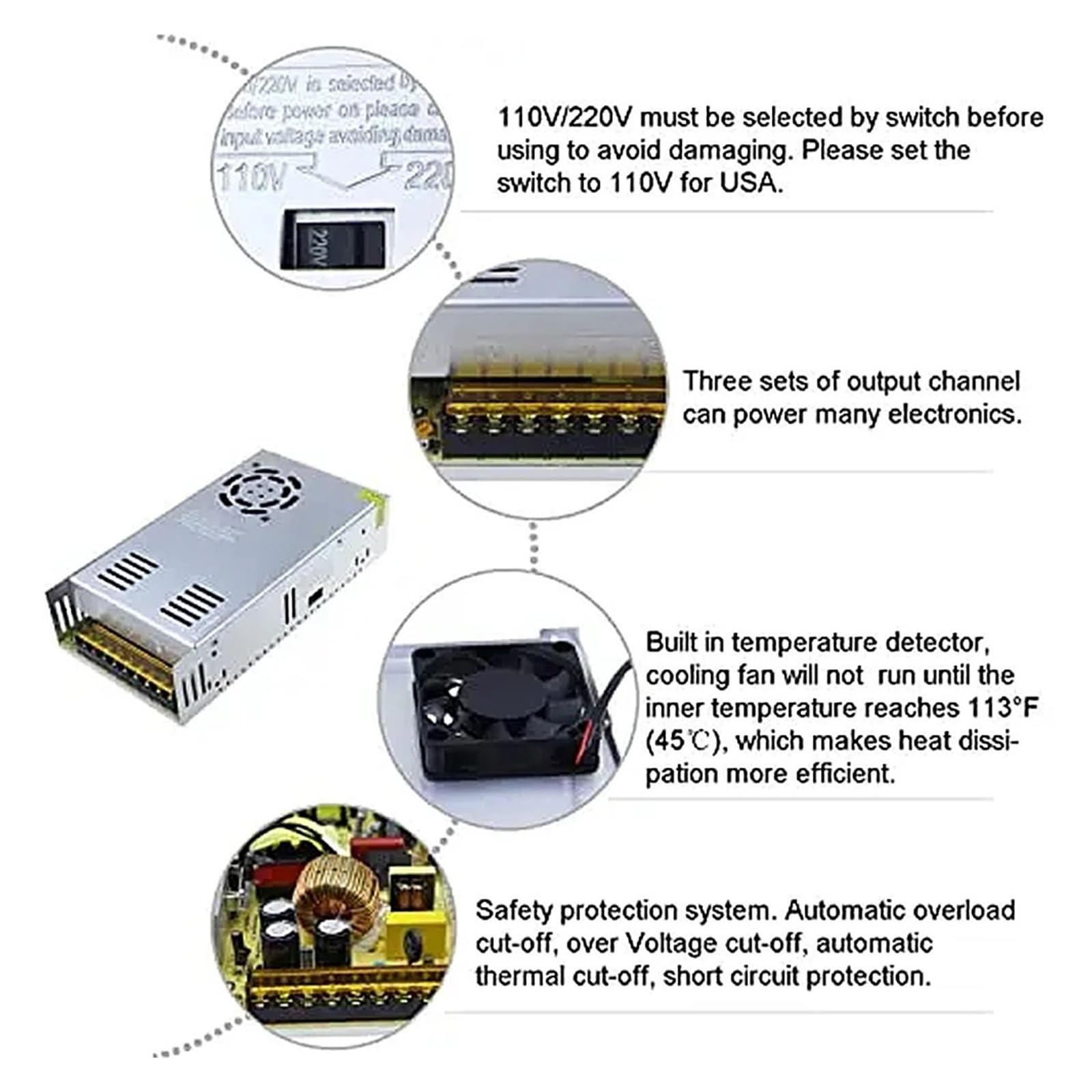 Fuente de alimentación conmutada de 10W-500W CA a CC 5V 12V 24V 36V 48V