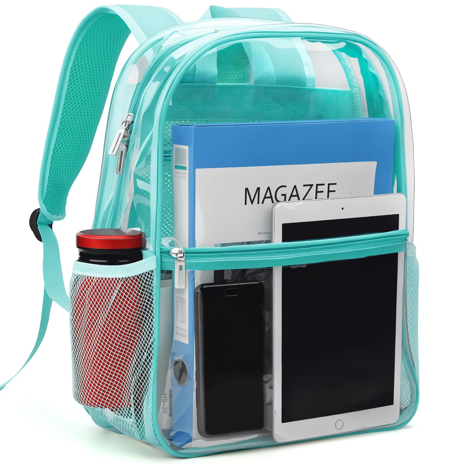 REAWUL Clear Backpack Heavy Duty Large TPU Transparent Backpacks See Through Backpacks for Security Travel,College. (Light Blue)