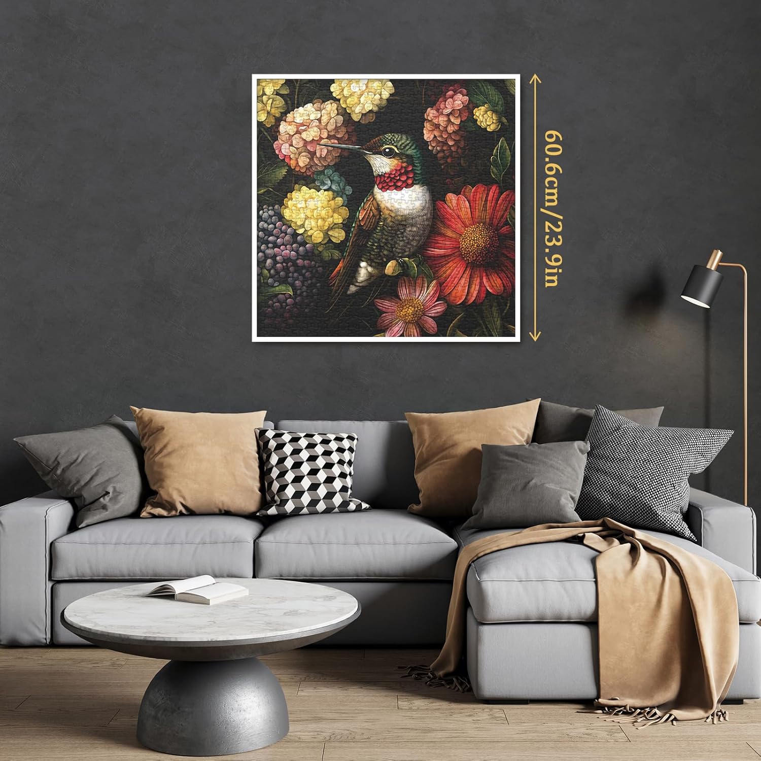 Flower Hummingbird Puzzle for Adults 1000 Pieces, Colorful Floral Jigsaw Puzzle, Animal Bird Garden Puzzle