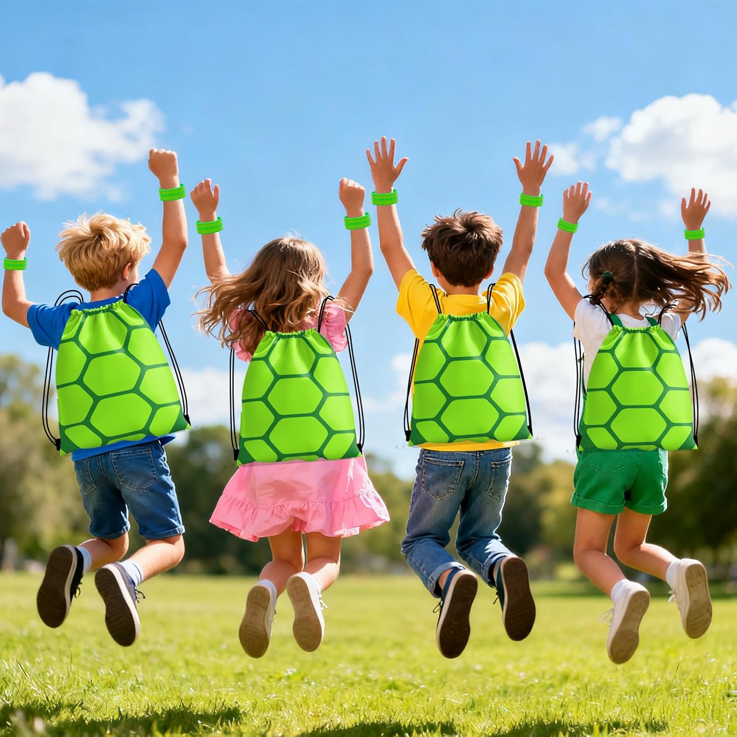 Green Turtles Party Favors, Ninja Theme Birthday Party Supplies & Goodie Bags for Kids, Include Drawstring Bags Notebook Silicone Bracelet Highlighter for Gifts Fillers - Image 6