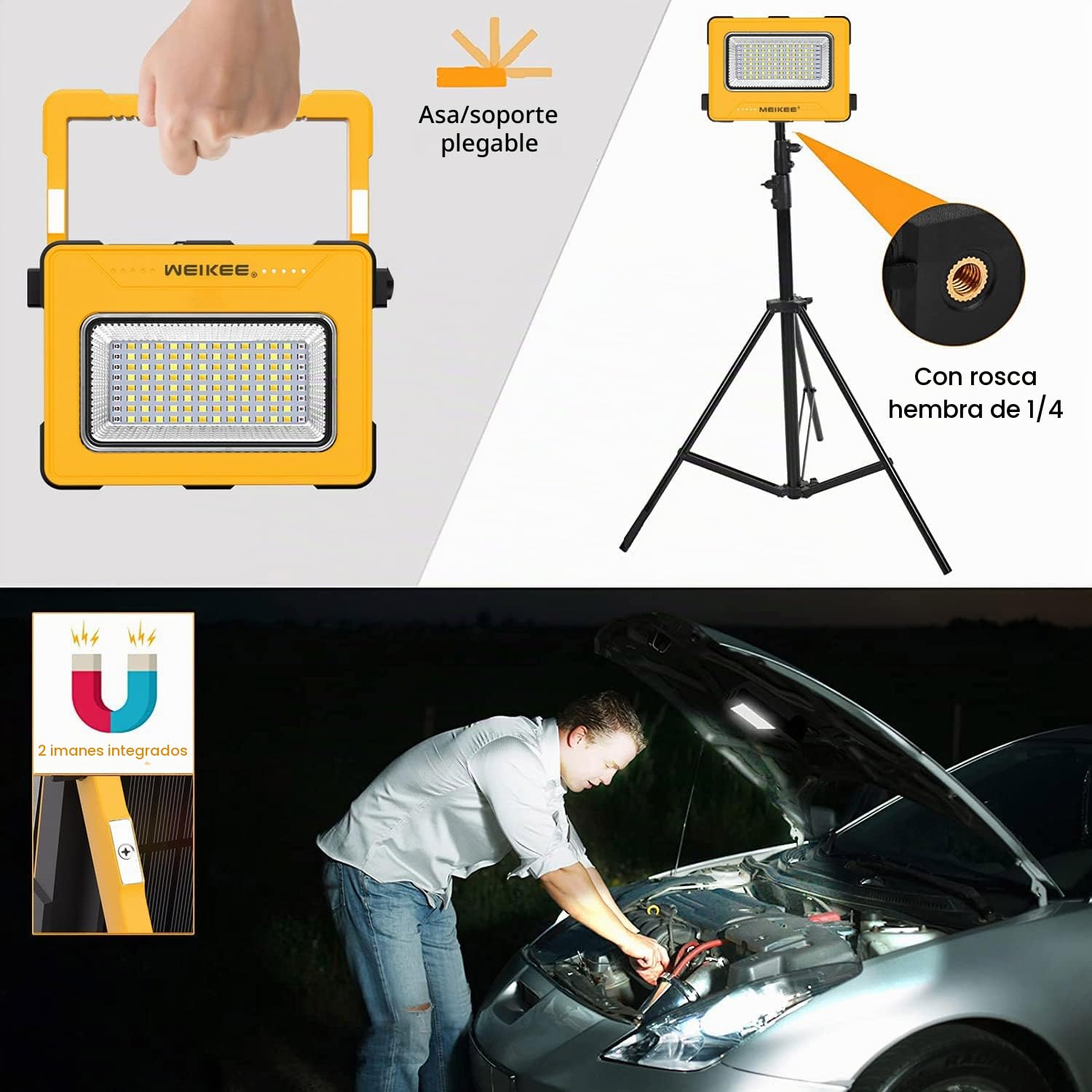 MEIKEE - Lámpara LED recargable, proyector led de 60 W
