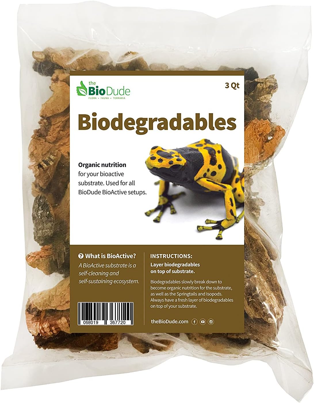 The Bio Dude Virgin Cork Bark Chunks 4" x 6" bag, for