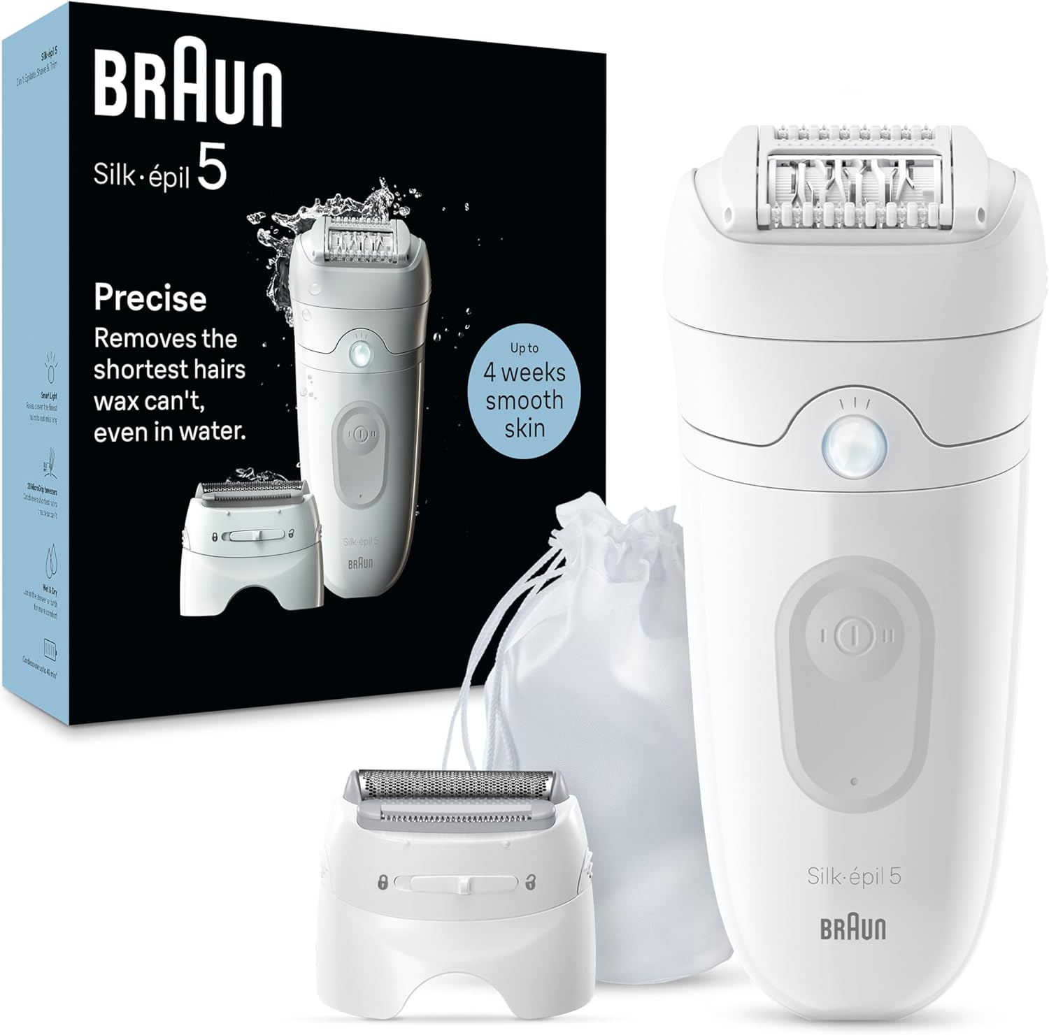 Braun Silk-épil 5 Epilator, Wet and Dry Epilator, Includes Shaver Head ...