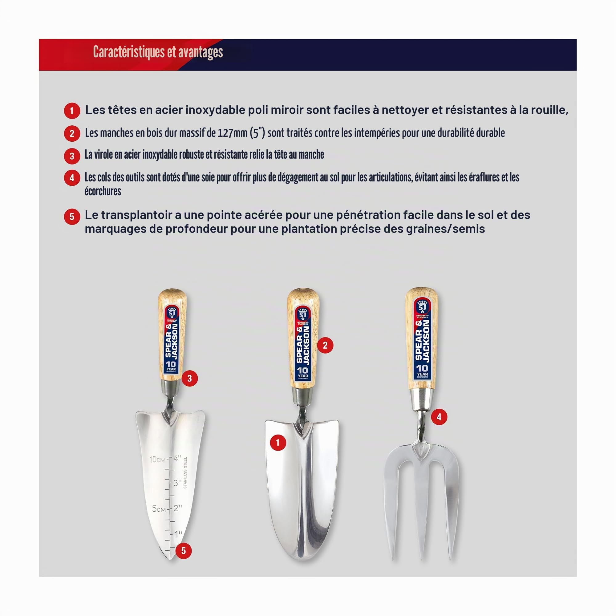 Spear & Jackson 3056GS Coffret cadeau Neverbend en acier inoxydable 3 pièces